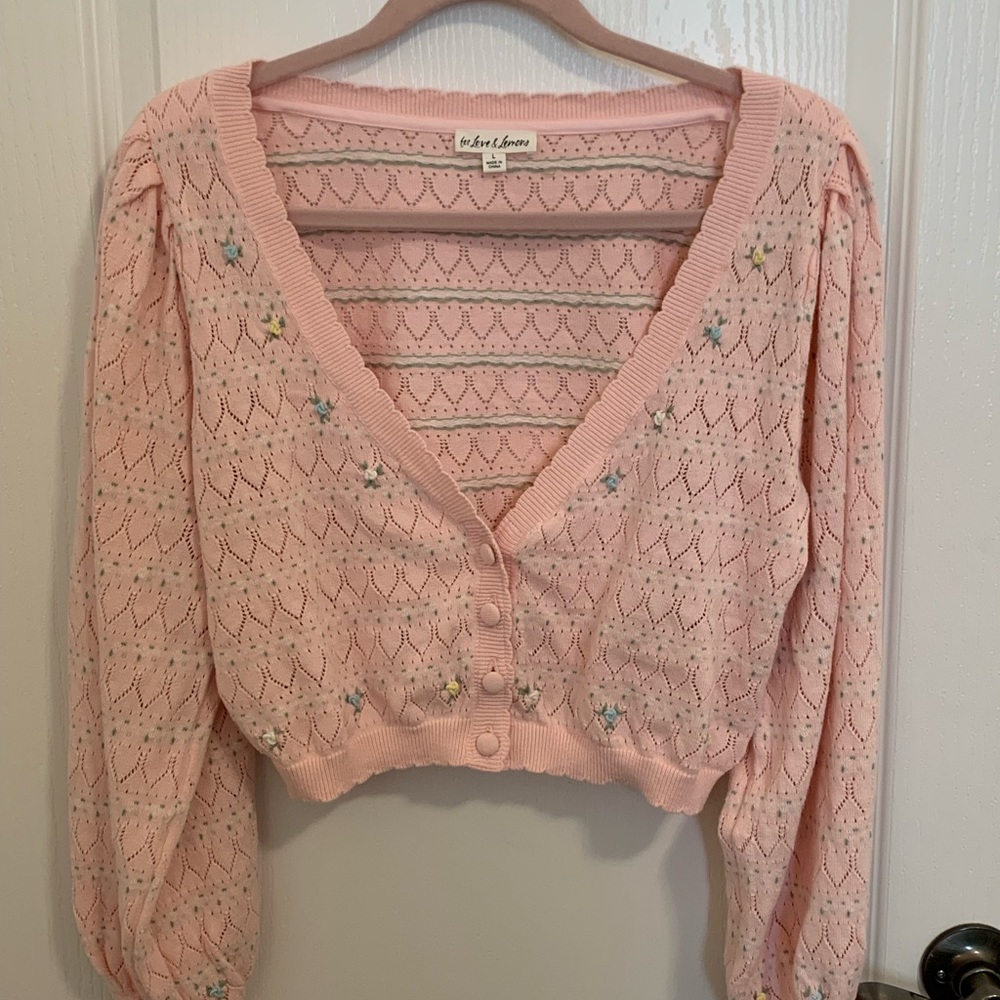 For Love and Lemons Cropped Floral Cardigan